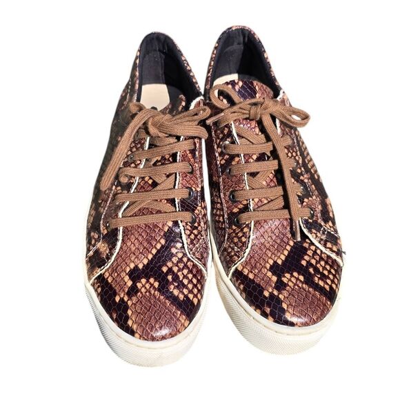 The Flexx Snakeskin‎ Print Lace up Sneakers Tan Brown Women's size 7.5 - Picture 3 of 9